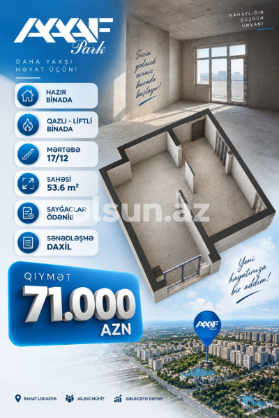 1 otaq 53 m² yeni tikili satış, Xırdalan ş. / şəkil 1 / 4